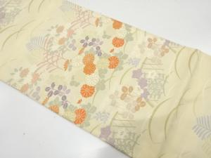 光悦垣に菊・秋草模様織り出し　袋帯